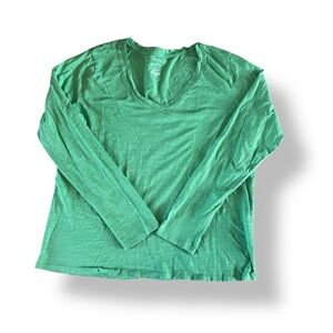 [Sonoma] Green V-Neck Long Sleeve Tee